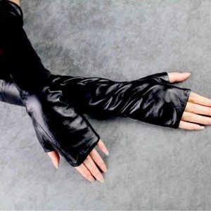 Vegan leather fingerless gloves